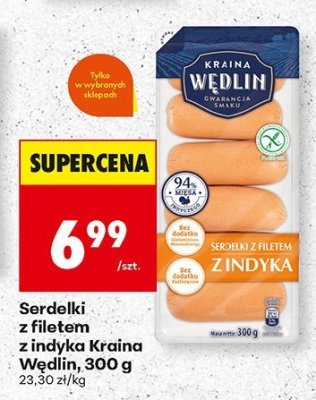Serdelki z filetem z indyka Kraina Wędlin, 300 g promocja w Biedronka