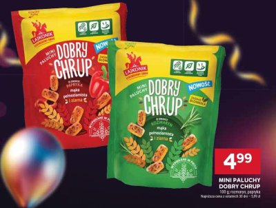 Mini paluszki Dobry Chrup różne smaki Lajkonik promocja w Stokrotka