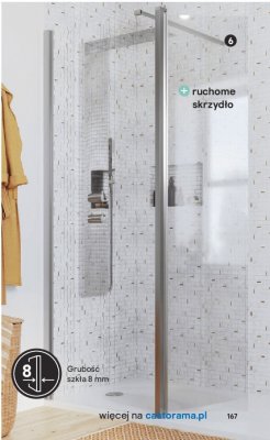 Kabina prysznicowa szklana ruchome skrzydło 8mm promocja w Castorama