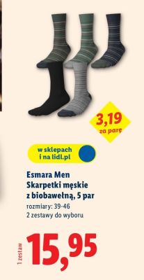 Skarpetki męskie z biobawełną Esmara Men, 5 par promocja w Lidl