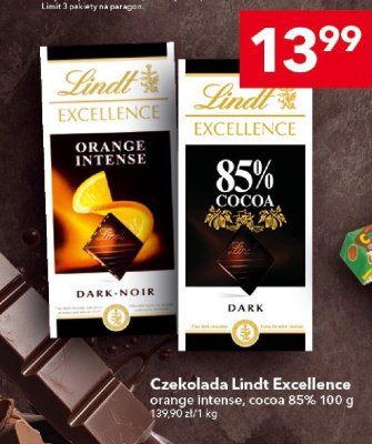 Czekolada Lindt Excellence Orange Intense, Cocoa 85% 100 g promocja w LEWIATAN