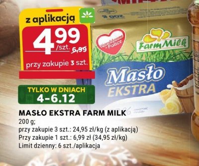 Masło Ekstra Farm Milk promocja w Stokrotka