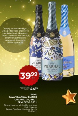 Wino Cava Vilarnau Bianco Organic 0%, Brut, Semi Seco 0,75L promocja w Duży Ben