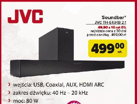 Soundbar th-e434b Jvc promocja w Carrefour