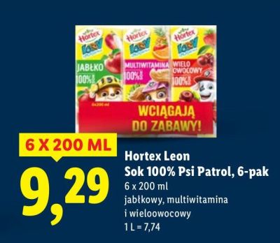 Sok 100% Psi Patrol Hortex Leon 6-pak promocja w Lidl