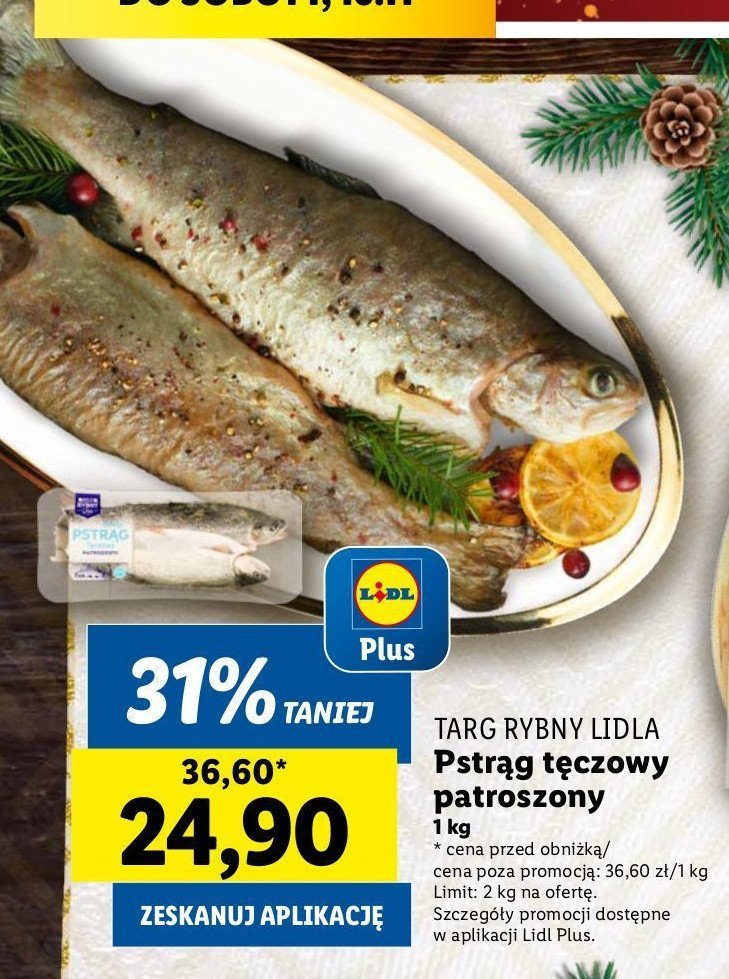 Pstrąg tęczowy patroszony Rybny targ lidla promocja