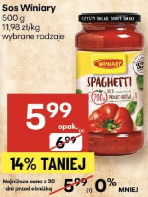 Sos Winiary Spaghetti promocja w Delikatesy Centrum