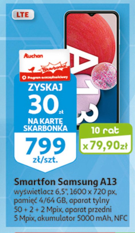 Smartfon a13 4/64gb czarny Samsung promocja