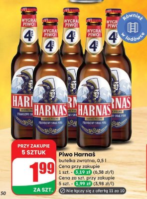 Piwo Harnaś butelka zwrotna promocja w Dino