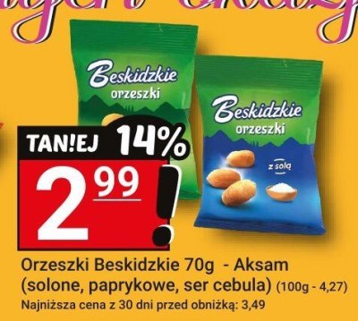 Orzeszki Beskidzkie 70g - Aksam (solone, paprykowe, ser cebula) (różne rodzaje) promocja w Hitpol
