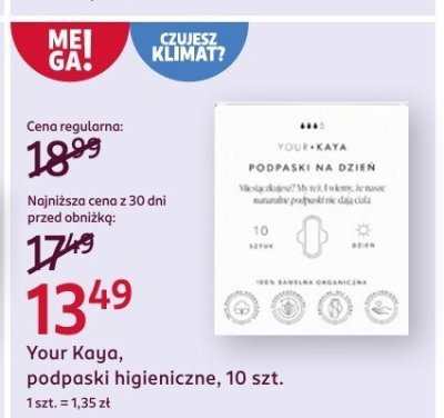 Podpaski higieniczne, 10 szt. promocja w Rossmann