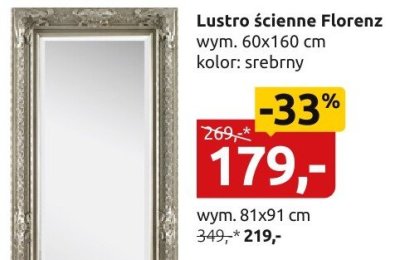 Lustro ścienne Florenz wym. 60x160 cm kolor: srebrny promocja w Black Red White