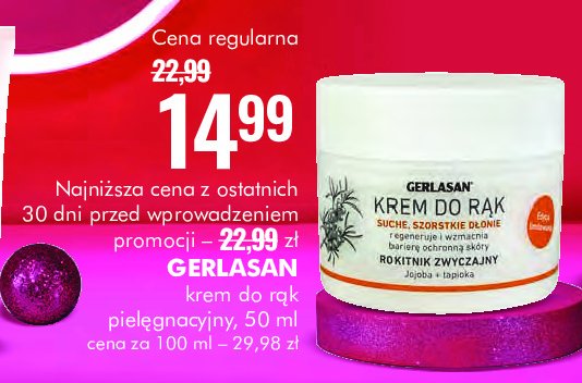 Krem do rąk rokitnik zwyczajny Gerlasan promocja w Super-Pharm