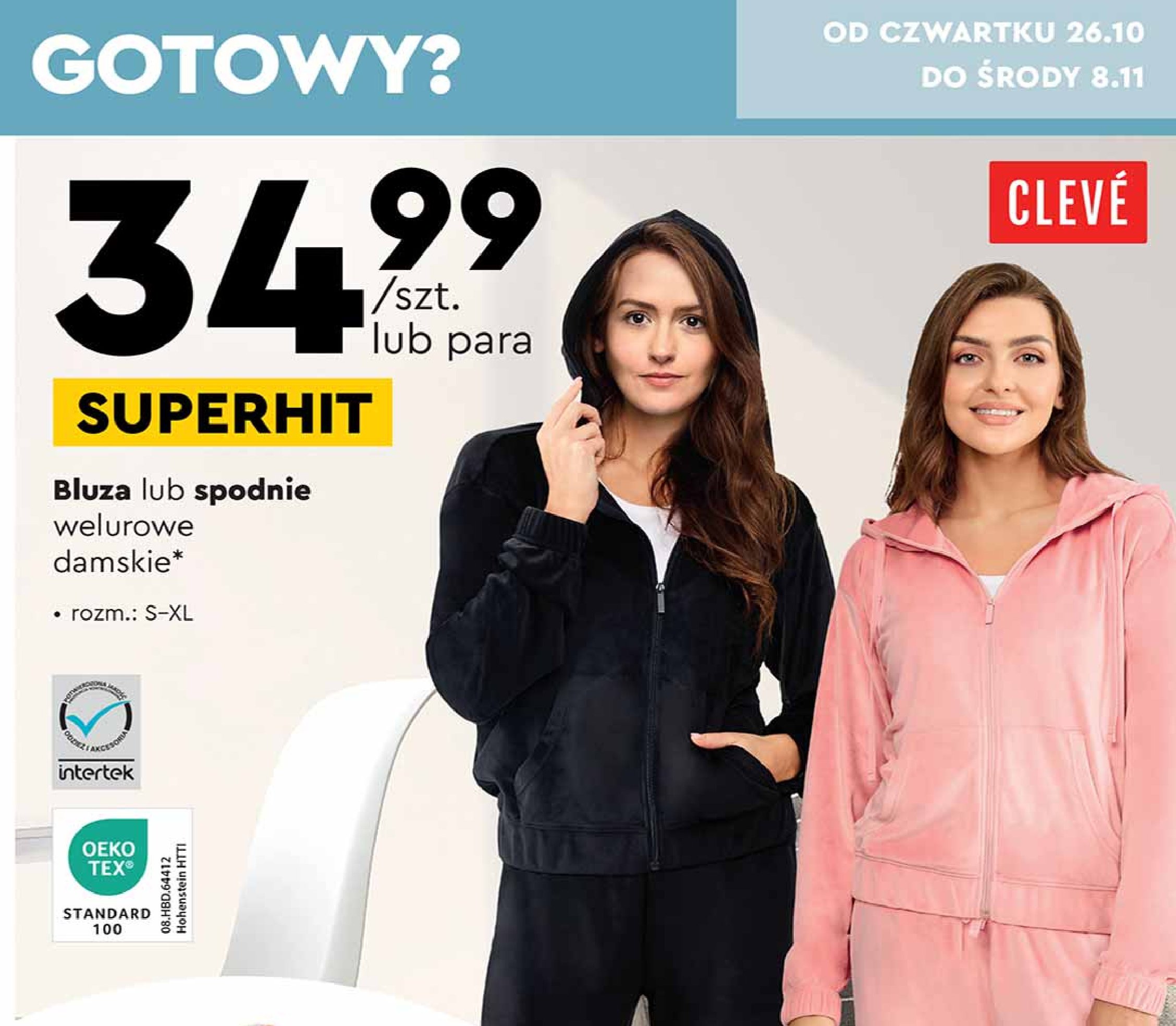 Bluza damska welurowa s-xl Cleve promocja