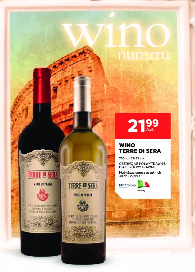 Wino Terre di sera white promocja w Stokrotka