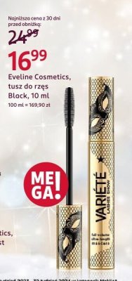 Tusz Eveline Cosmetics, tusz do rzęs Black, 10 ml promocja w Rossmann
