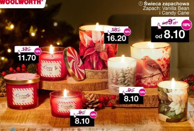 Świeca zapachowa Candy Cane promocja w Woolworth