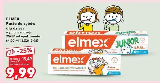 Pasta do zębów dla dzieci w wieku 0-6 lat Elmex junior promocja