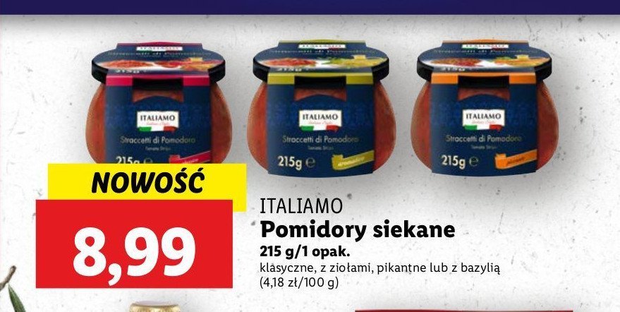 Pomidory siekane z ziołami Italiamo promocja