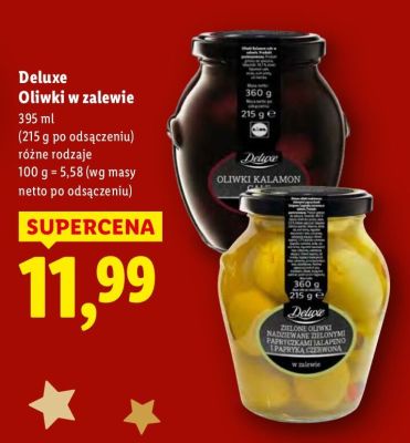 Oliwki w zalewie Deluxe 395 ml (215 g po odsączeniu) różne rodzaje promocja w Lidl