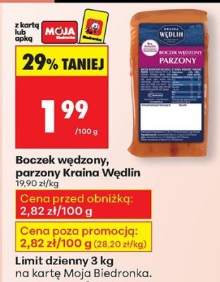 Boczek wędzony parzony Kraina Wędlin promocja w Biedronka