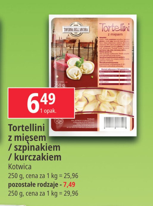 Tortellini z mięsem Kotwica promocja