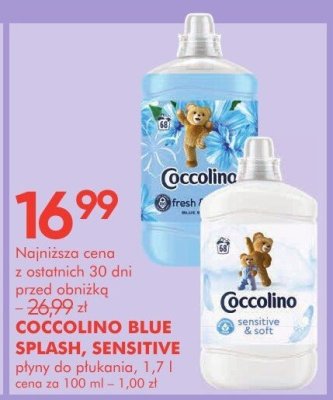 Płyny do płukania COCCOLINO BLUE SPLASH, SENSITIVE promocja w Super-Pharm