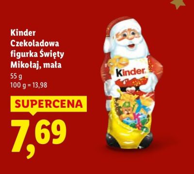 Czekolada Kinder Czekoladowa figurka Święty Mikołaj, mała promocja w Lidl