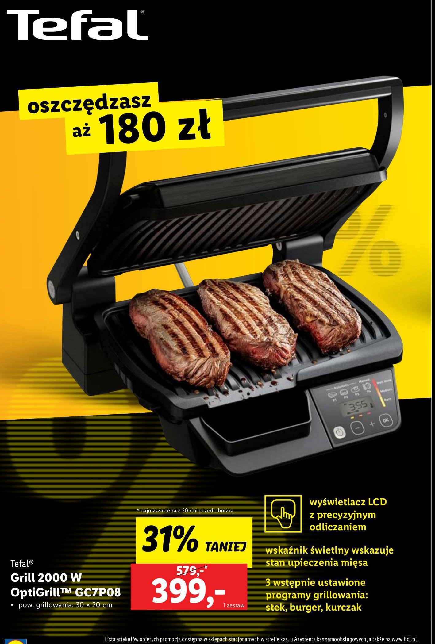 Grill gc7p08 Tefal promocja w Lidl