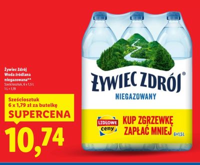 Woda Żywiec Zdrój niegazowana 6 x 1,5 l promocja w Lidl