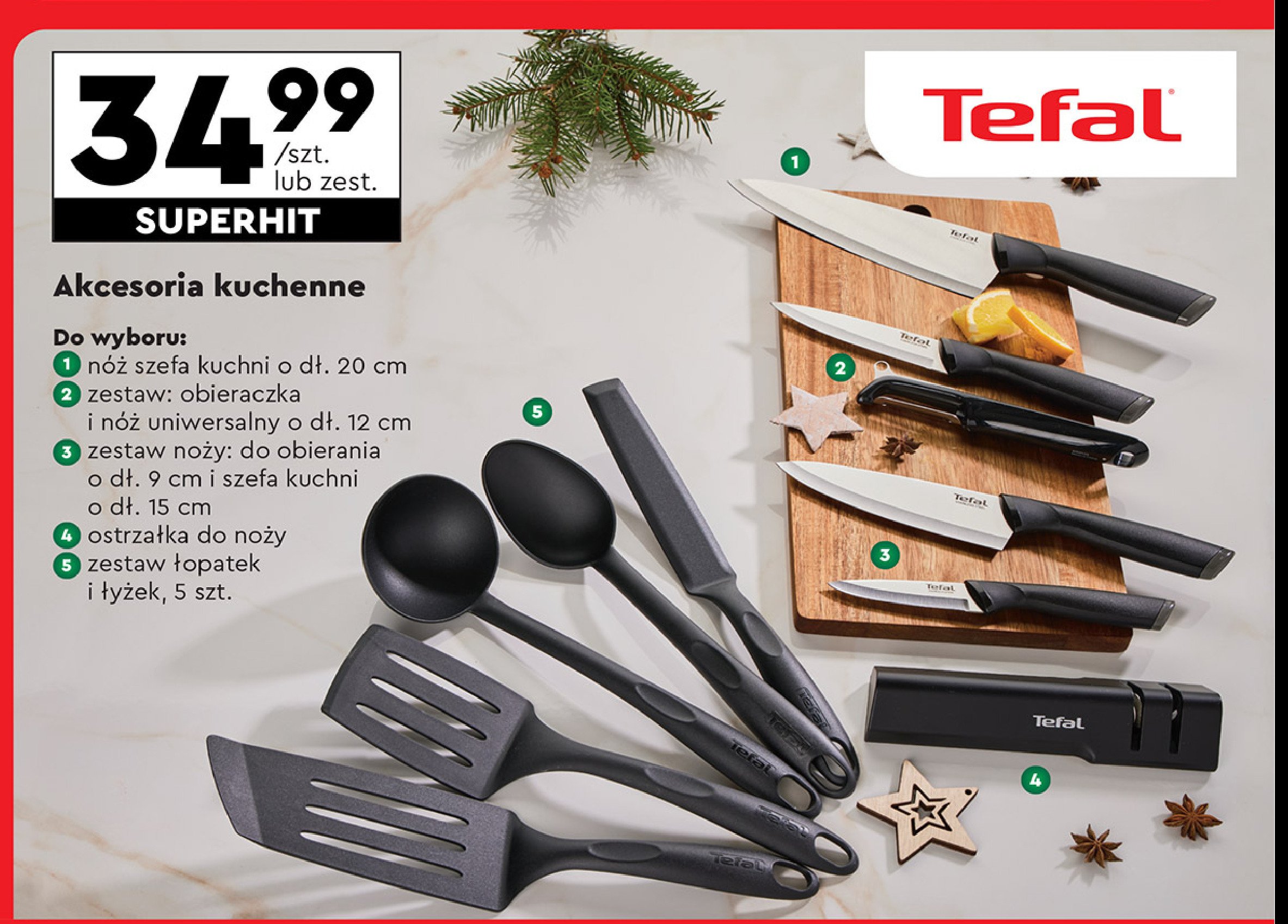 Zestaw obieraczka i nóż uniwersalny Tefal promocja w Biedronka