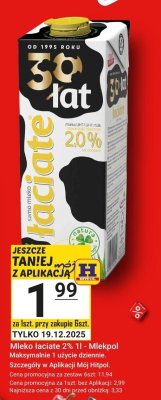 Mleko Łaciate 2% 1l - Mlekpol promocja w Hitpol