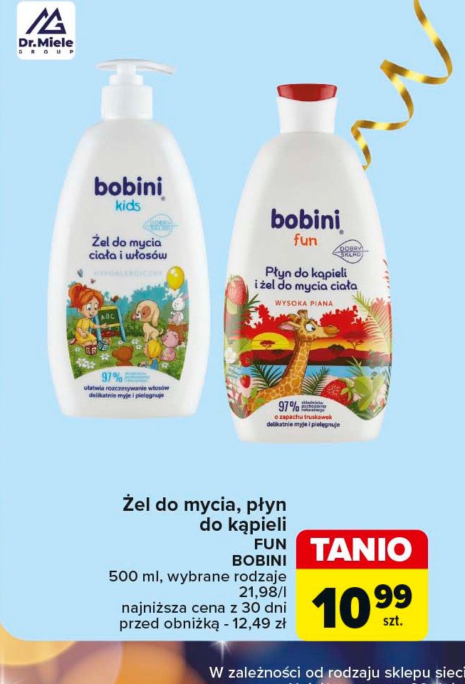 Płyn do kąpieli i żel do mycia ciała truskawka Bobini fun promocja