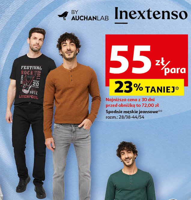 Spodnie męskie chino rozm. 28/38 - 44/54 Auchan inextenso promocja