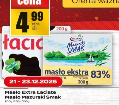Masło extra Łaciate Masło Mazurski Smak 200g promocja w Supeco