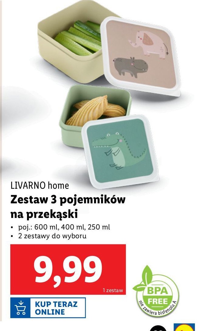 Pojemnik na przekąski 600 ml + 400 ml + 250 ml LIVARNO HOME promocja