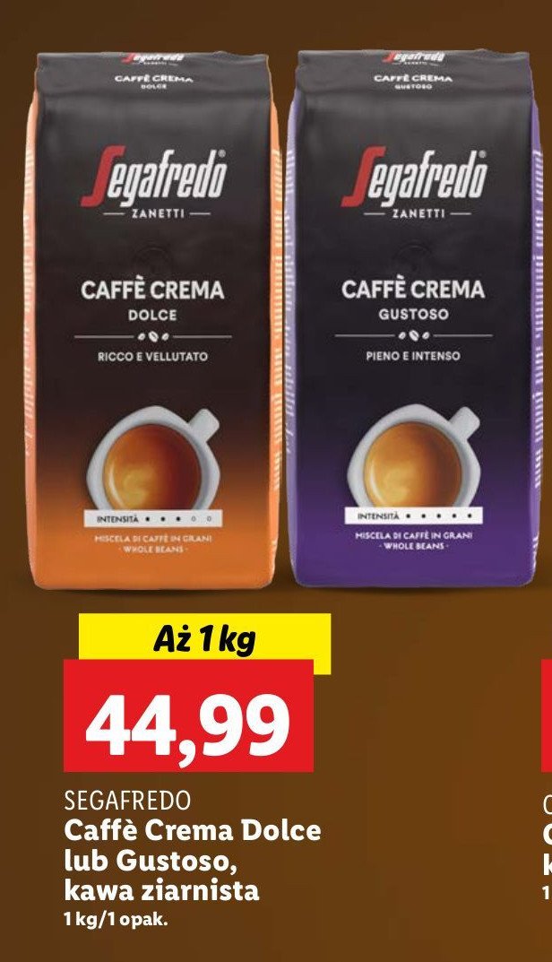 Kawa Segafredo caffe crema gustoso promocja w Lidl