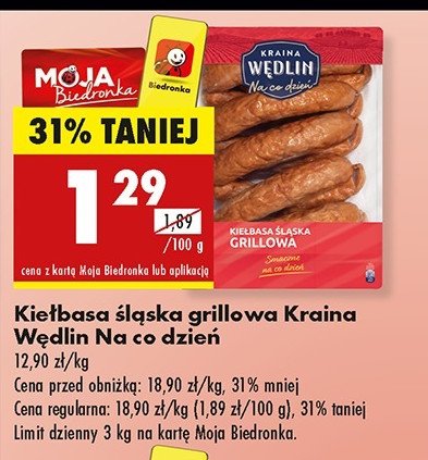 Kiełbasa śląska grillowa Kraina wędlin promocja w Biedronka