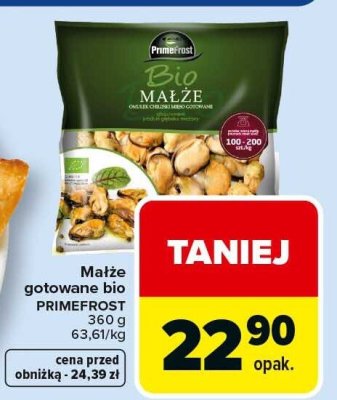 Małże gotowane bio PRIMEFROST promocja w Carrefour Market