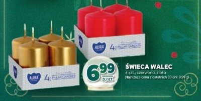 Świeca Walec 4 szt. czerwono-złota promocja w Stokrotka