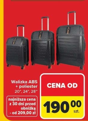 Walizka ABS + poliester 20", 24", 28" promocja w Carrefour