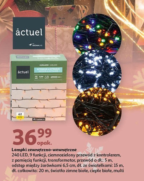 Lampki choinkowe 240 lampek Actuel promocja w Auchan