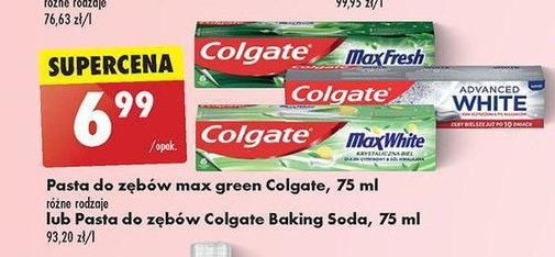 Pasta do zębów krystaliczna biel Colgate max white promocja