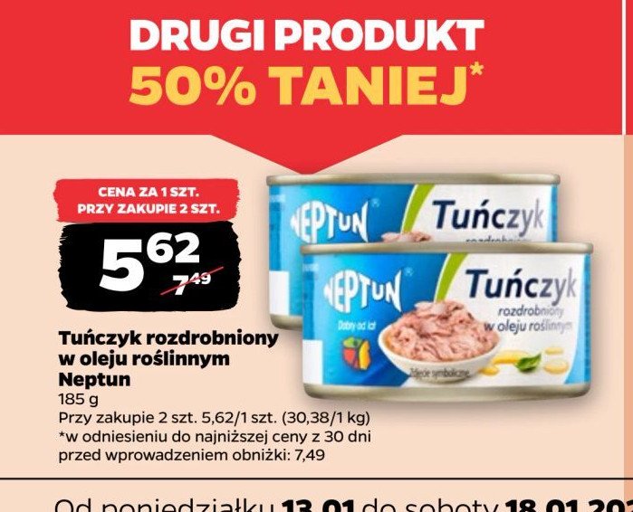 Tuńczyk rozdrobniony w oleju roślinnym Neptun promocja w Netto