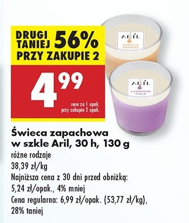 Świeca zapachowa vanilla orange Aril promocja w Biedronka
