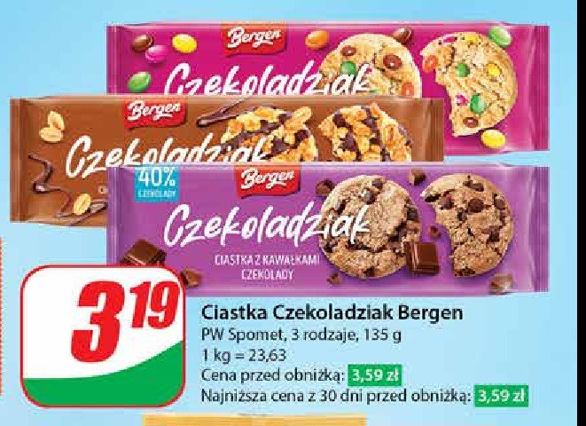 Ciastka czekoladziak z orzechami Bergen promocja