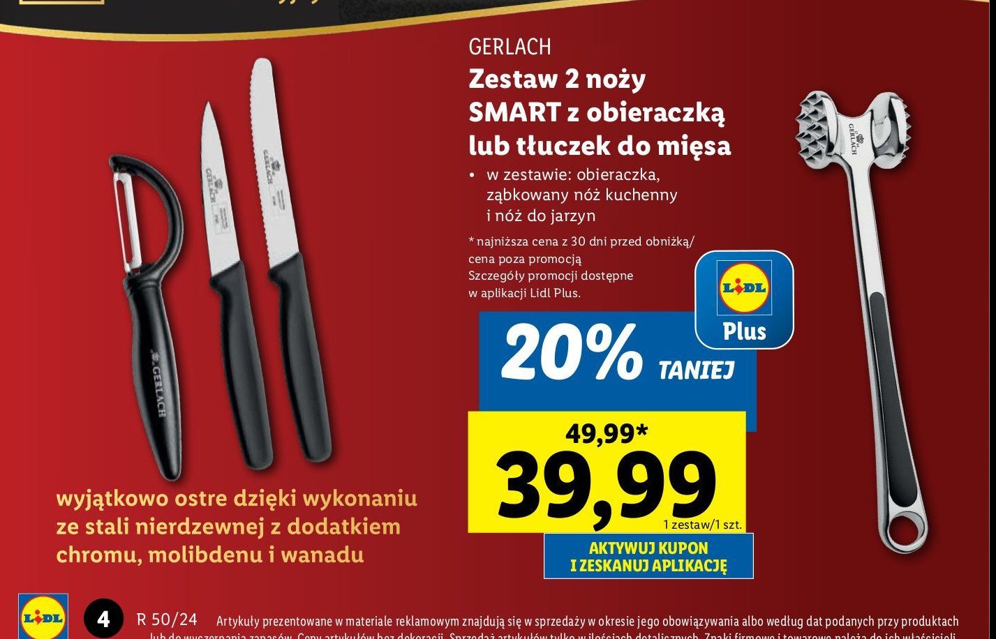 Komplet noży z obieraczką smart Gerlach promocja