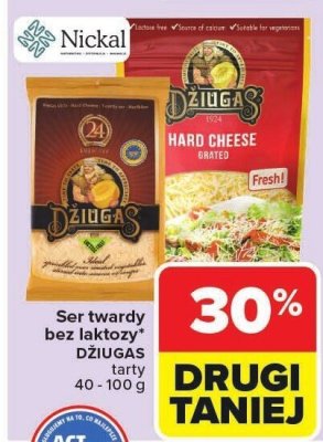 Ser twardy bez laktozy DZIUGAS tarty promocja w Carrefour
