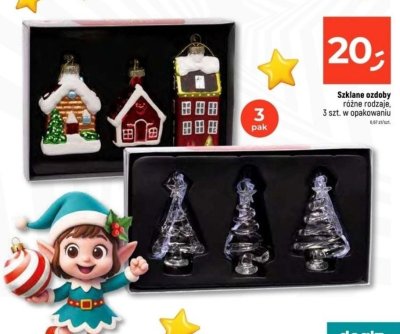 Szklane ozdoby różne rodzaje, 3 szt. w opakowaniu promocja w Dealz