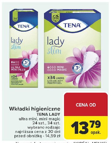 Wkładki higieniczne mini magic Tena lady promocja